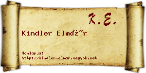 Kindler Elmár névjegykártya